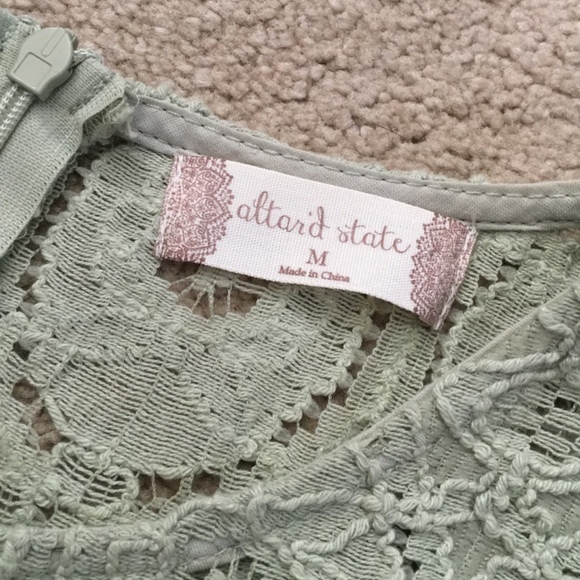 Altar'd State Dusty Sage High Neck Lace Dress - Picture 4 of 5